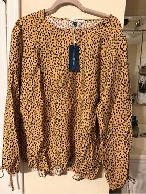 Madewell Mustard Cheetah-Spot Long Sleeve Blouse